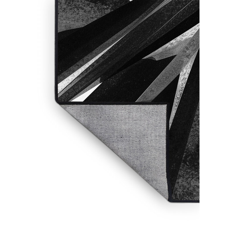 Machine Washable Orlena Modern & Contemporary Geometric Rug in Gray – Black Binding, 2 x 5