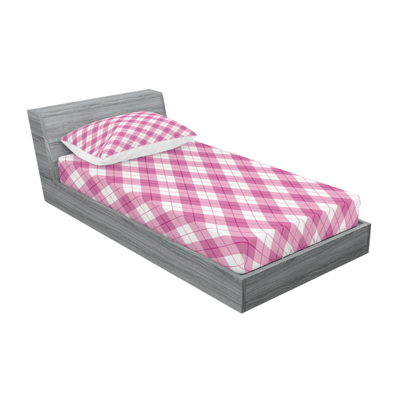 Ensemble de draps Diagonal Argyle, Ensemble de draps pour lit simple TG avec drap-hou