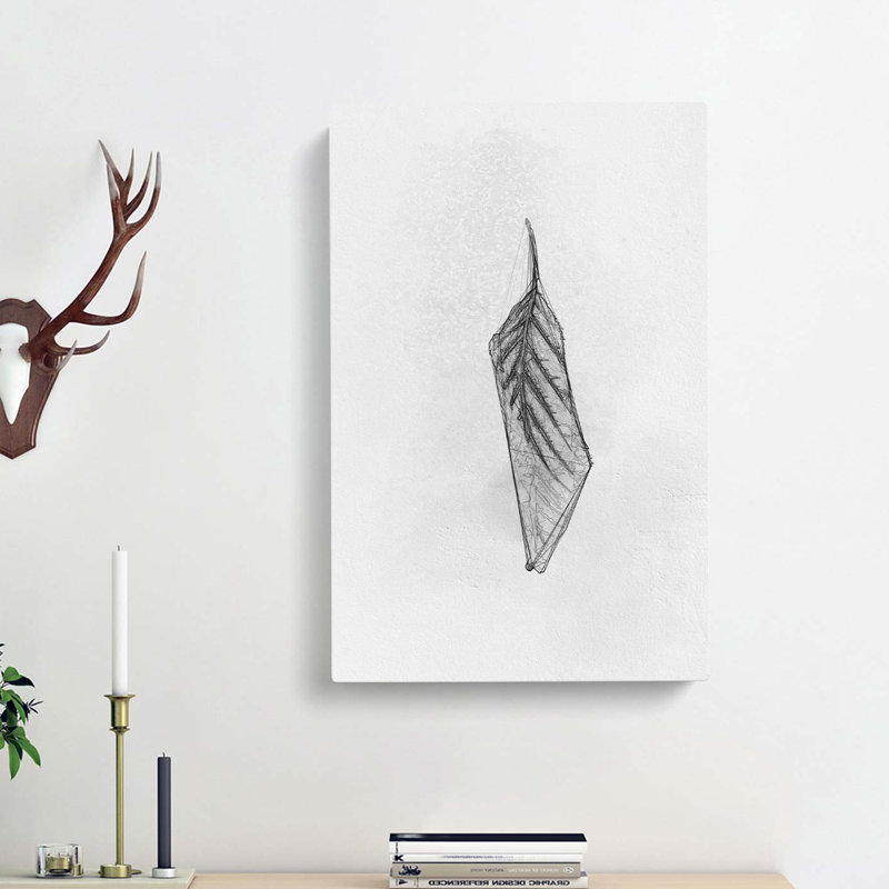 Lone Leaf In Abstract - Wrapped Canvas Painting, 50cm H x 35cm W x 3cm D