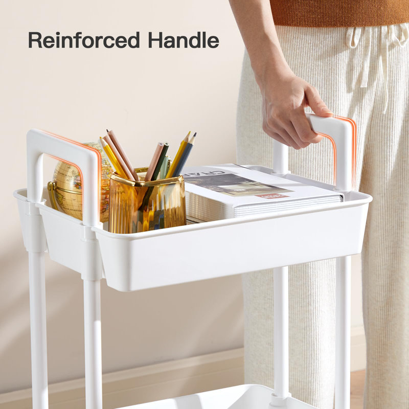 Versatile 3-tier Rolling Cart: Lightweight, Lockable Wheels, And Easy Assembly For Living Room,bedroom,office