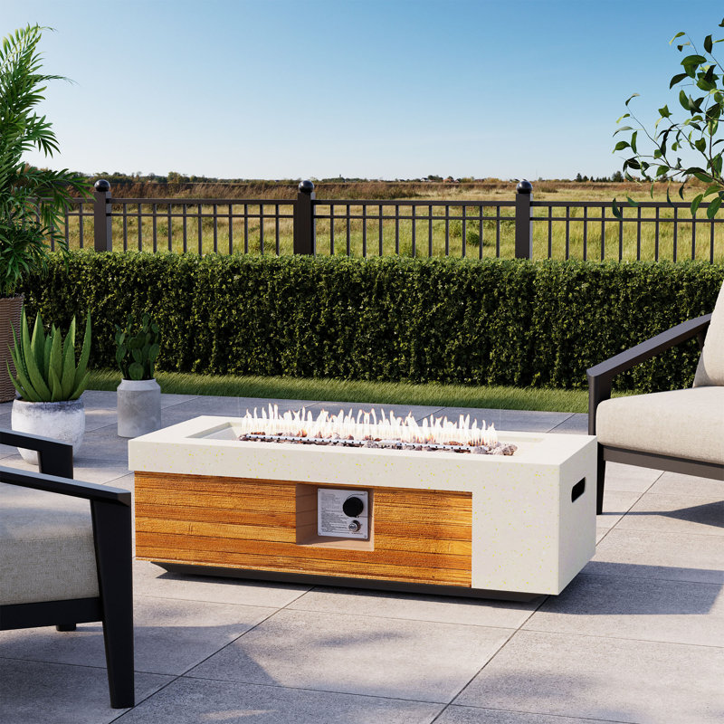42 "L Rectangle Concrete Propane Fire Pit Table