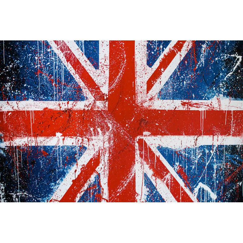 Painted Concrete Wall With Graffiti Of British Flag - Wrapped Canvas Painting, 30cm H x 46cm W x 3.8cm D
