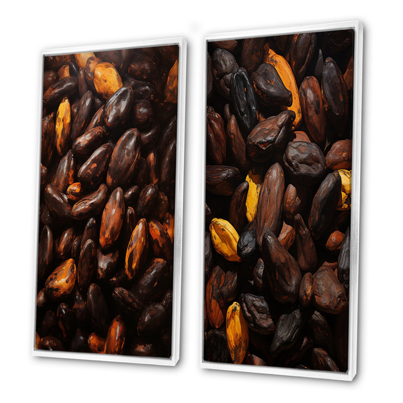 Cacao rôti rêverie - ensemble de 2 reproductions d'art sur toile Cacao, Cadre flottant blanc, H 32 po x l 33 po