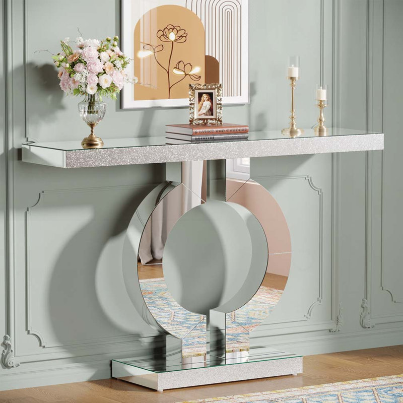 Console 43 po moderne à miroir avec base en forme de O
