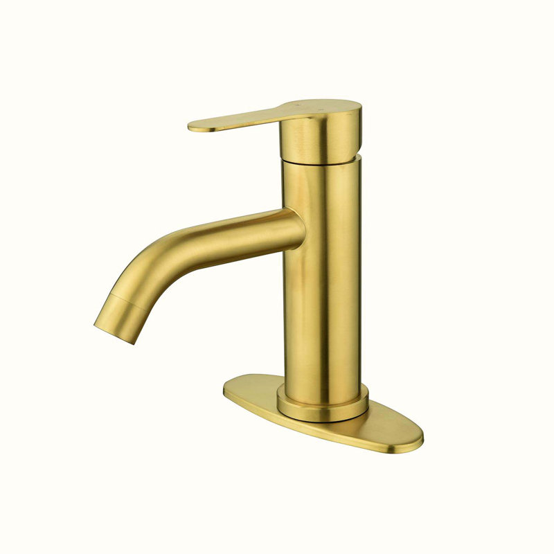 Robinet de salle de bain monocorps et monocommande, Or brossé