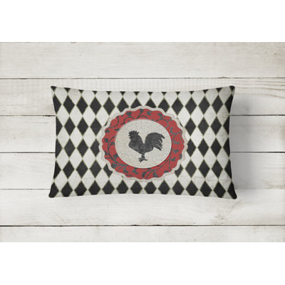 Rooster Geometric Outdoor Reversible Throw Pillow