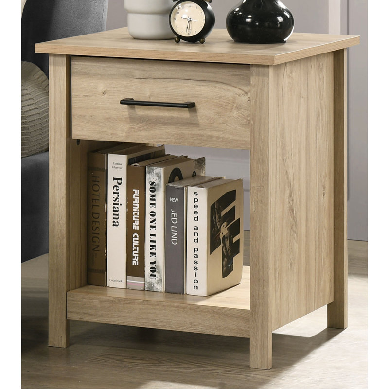 Celeste 20"W  1-Drawer Nightstand Bedside Table, Light Oak