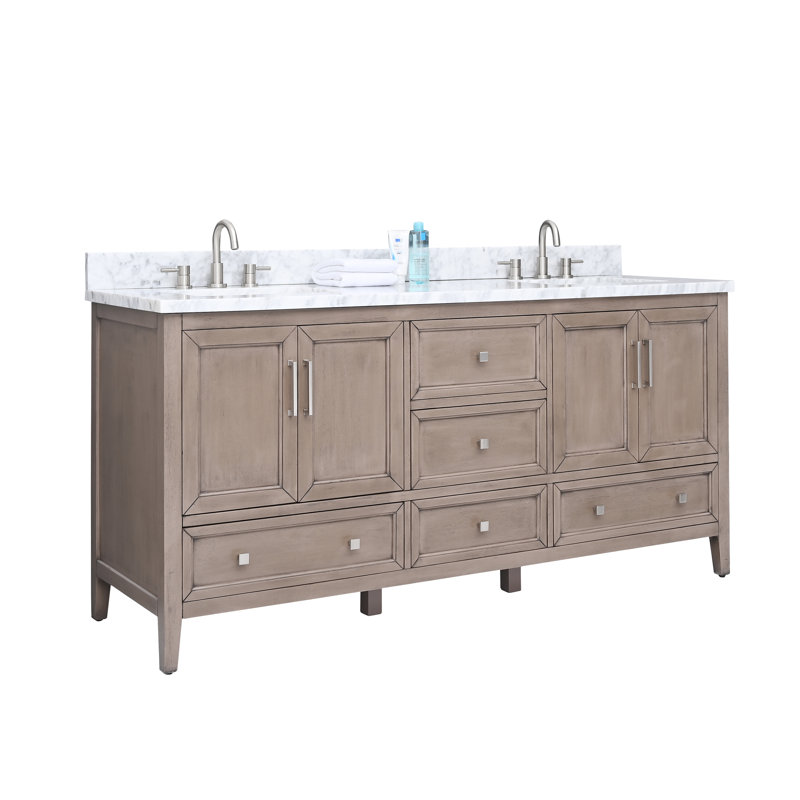 Everette 73'' W Double Vanity, Gray Oak