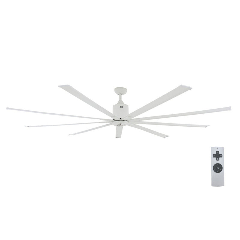 iLIVING HVLS Big Ceiling Fan, High Volume Low Speed Fan, Reversible, for Industrial, Commercial, and Residential, with IR Remote, White