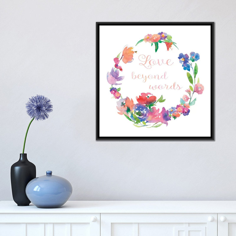 «Love Beyond Words», impression sur toile, H 18 po x l 18 po x P 1,5 po, Toile encadrée noire, Pas de tapis