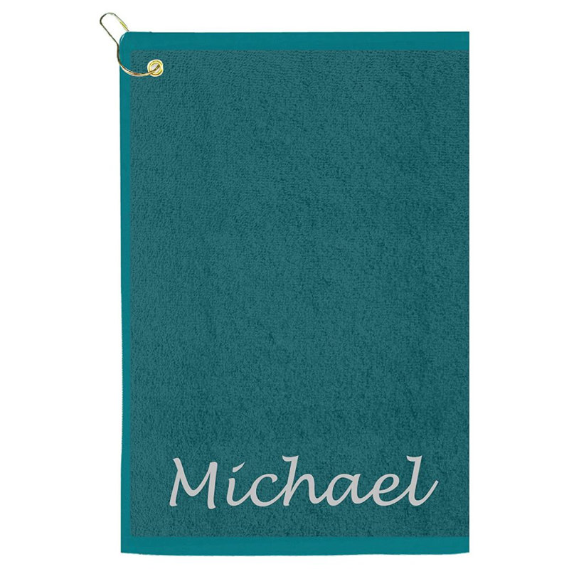 Cotton Embroidered Golf Towels Kitchen Towel, Yes, Aqua