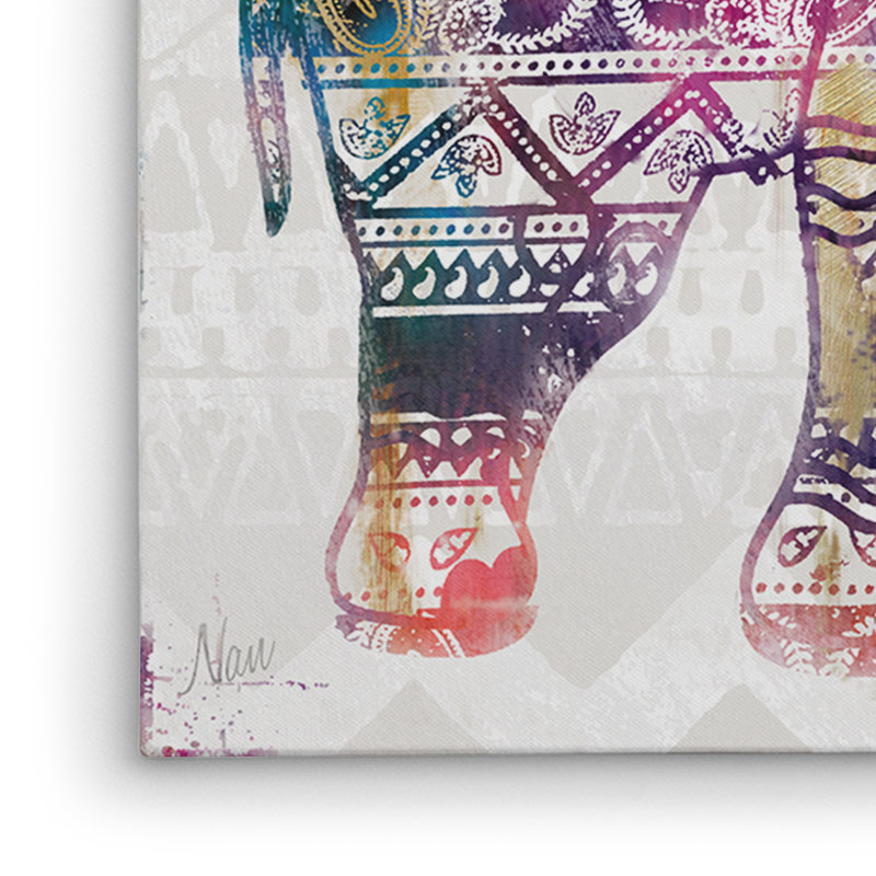 " Boho Elephant ", 32" H X 32" W X 1.5" D