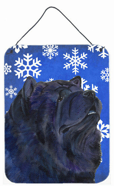 Impression sur plaque de noël winter neiges, Chow-chow (noir)