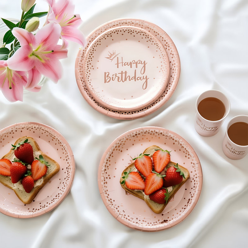 60-Piece Disposable Birthday Party Paper Tableware Set