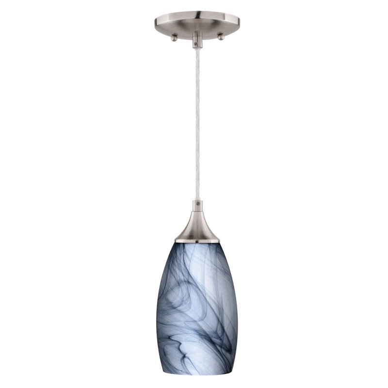 Finja 1 - Light Single Pendant, Satin Nickel, Marble Swirl