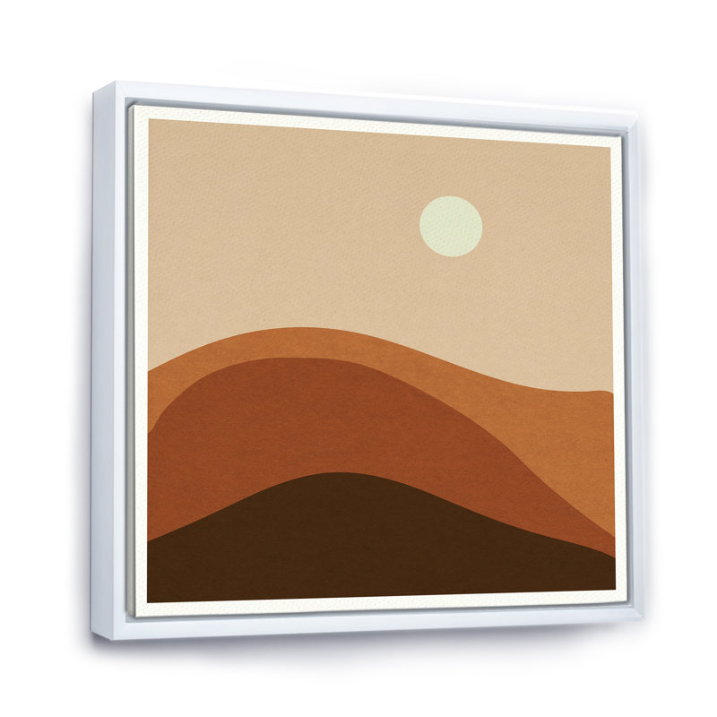 Abstrait paysage de lune mininalisme IV - sur, H 36 po x l 36 po x P 1,5 po, Toile encadrée flottée blanche