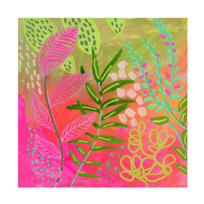 Art mural sur toile tendue - «Bright rose garden B» de Suzanne Allard pour décoration de salon, de chambre à coucher ou de bureau - 18 x 18