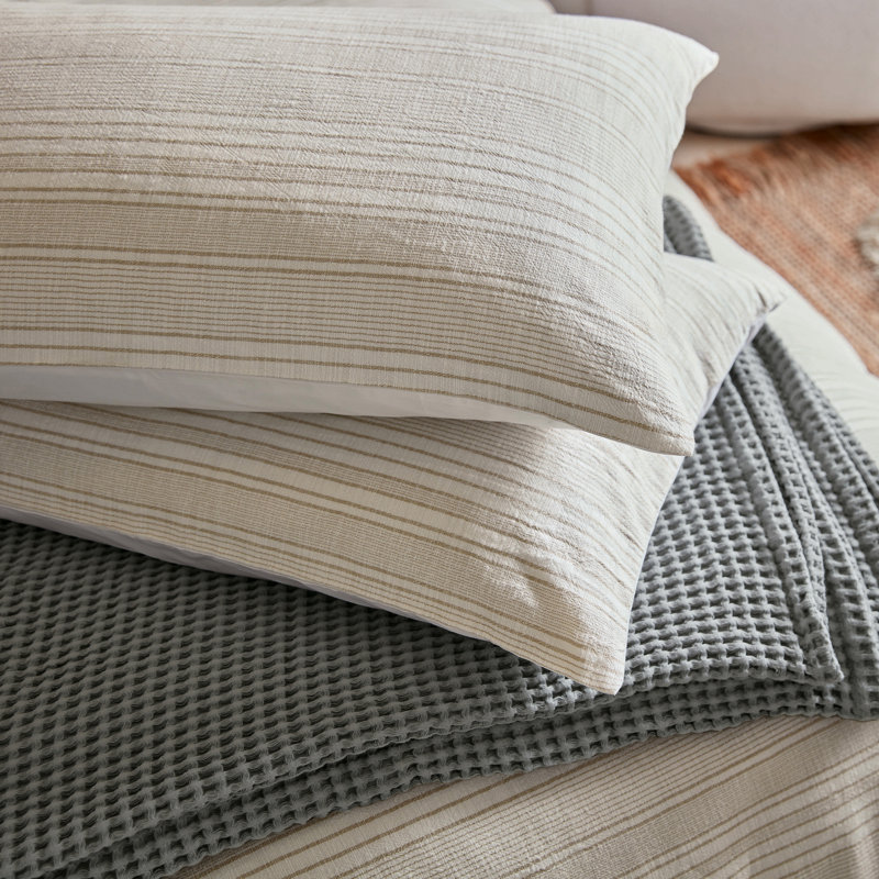 Zelda Cotton Striped Duvet Cover Set, King Duvet Cover + 2 Pillowcases