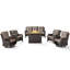 Ensemble de conversation pour patio en osier avec foyer d'extérieur et coussins 6 pièces Deb-809581088-809581089