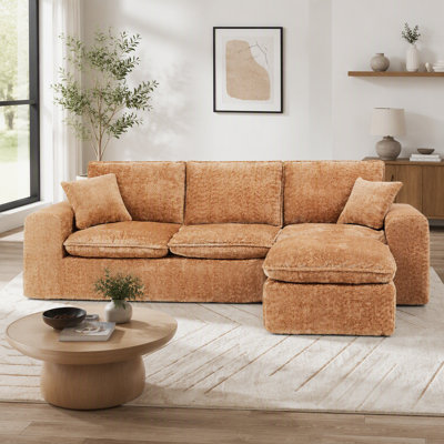 Canapé modulaire moderne de 107 po avec méridienne réversible Boucle
