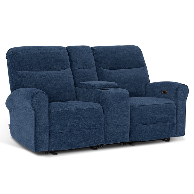 Causeuse inclinable électrique avec console Endrik, Marine