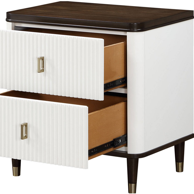 Table de chevet 2 tiroirs Murton en brun / blanc