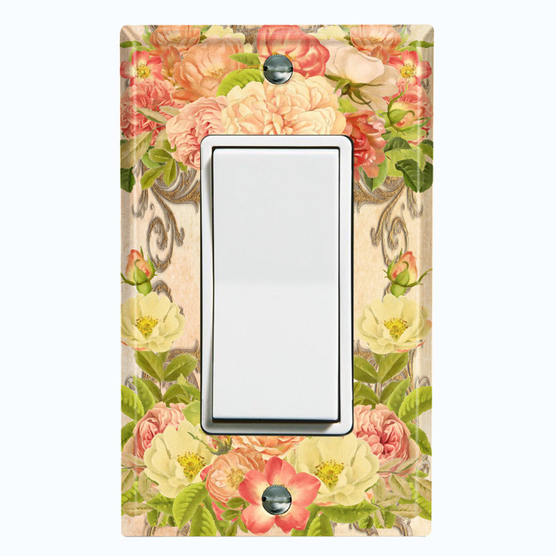 Plaque murale à bascule 1 rose, Beige/rose/vert