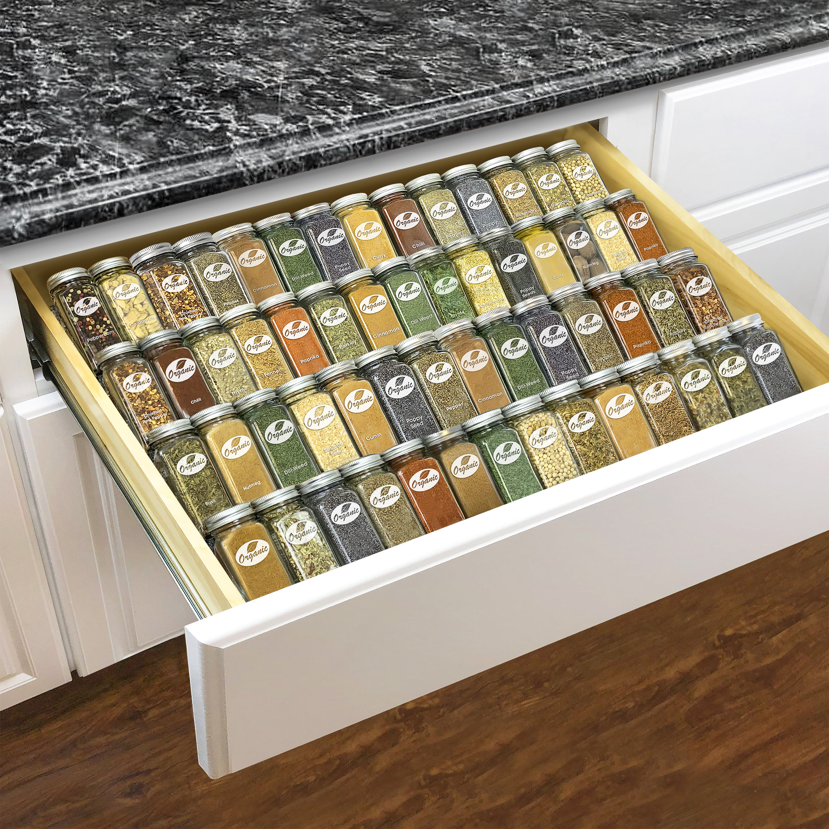 4 Tier Seasoning and Spice Rack, Plastic Spice Drawer Organizer for Kitchen  2pcs