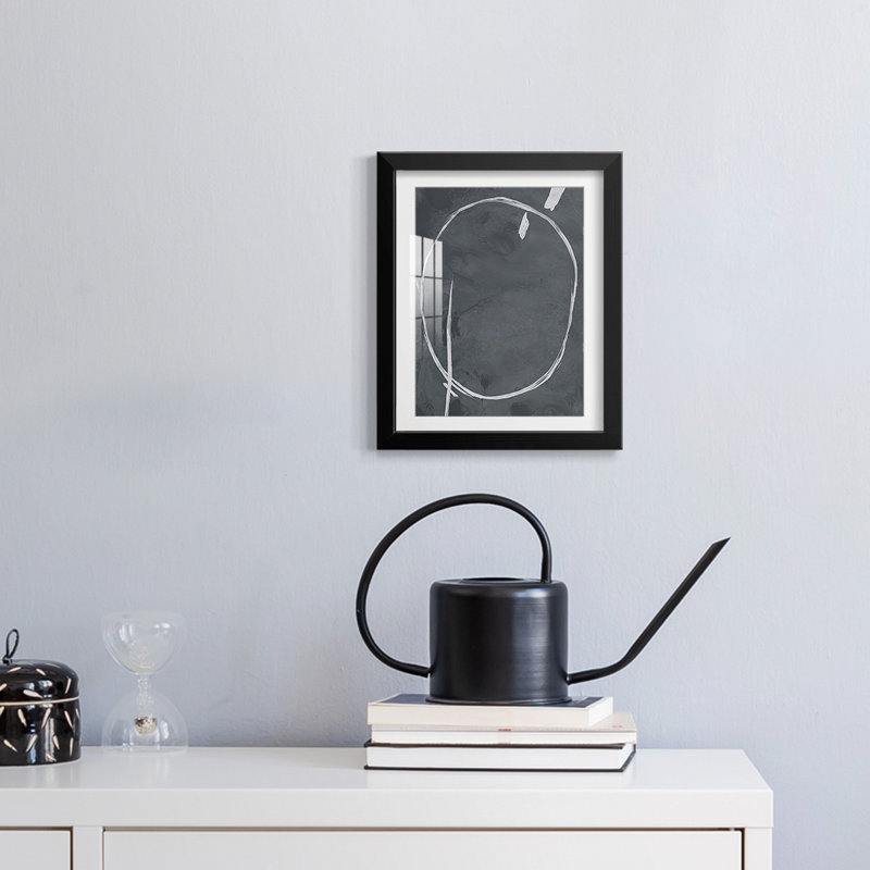Circular Etching I -Framed Print, 28.5" H x 20.5" W, Black