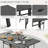 7-Piece Outdoor Patio Dining Set – Includes 6 Swivel Rocking Chairs and 63" Table with Umbrella Hole – Low-Maintenance Furniture for Yard, Porch, Poolside, or Garden, Gray-2106870819