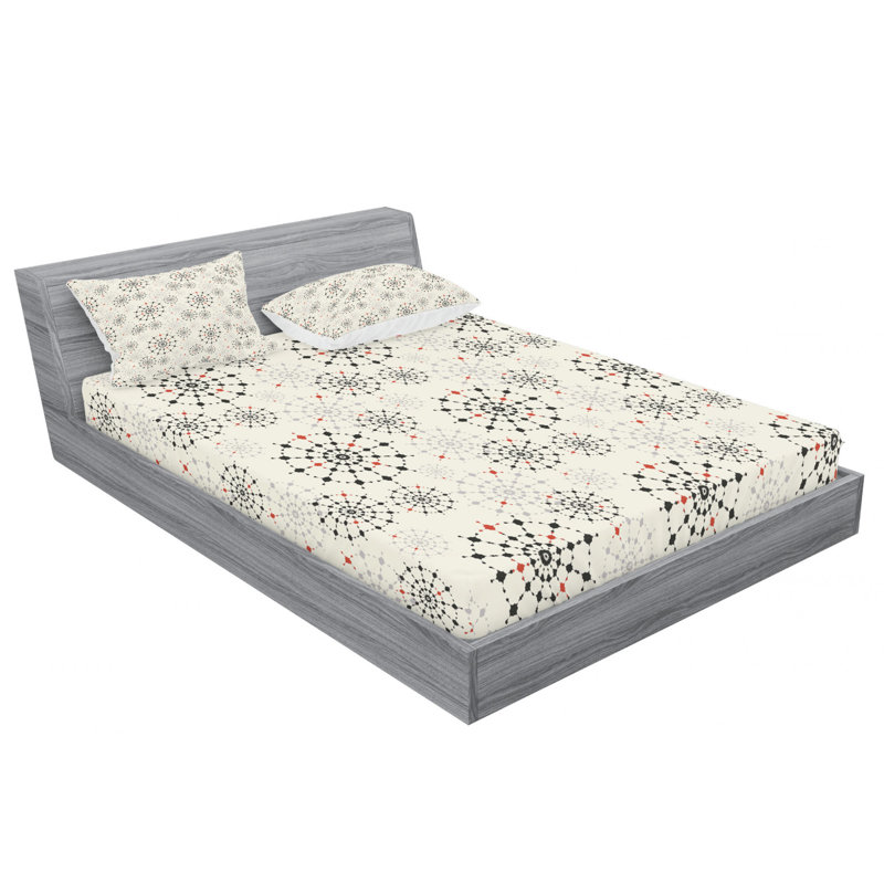 Microfiber Geometric Sheet Set, Full/Double Sheet Set with Fitted Sheet