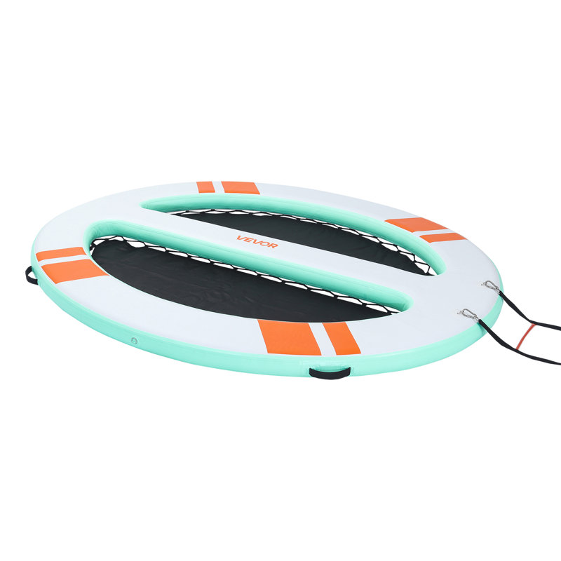 Quai flottant gonflable, plateforme de quai gonflable ronde 10 x 8 pi, tapis gonflable antidérapant avec sac de transport portable et échelle détachable, plate-forme flottante pour la piscine