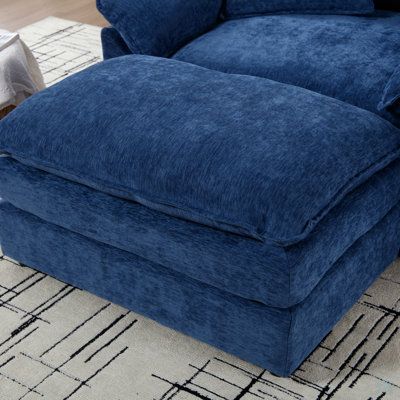 Fauteuil d'appoint moderne de 113 cm avec repose-pieds, fauteuil club de salon en chenille, fauteuil de lecture pour chambre à coucher, chenille