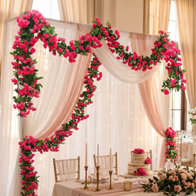 5Pcs 71in Long Rose Artificial Flowers Vine DIY Wedding Party Valentine Home Room Decoration (Set of 5)