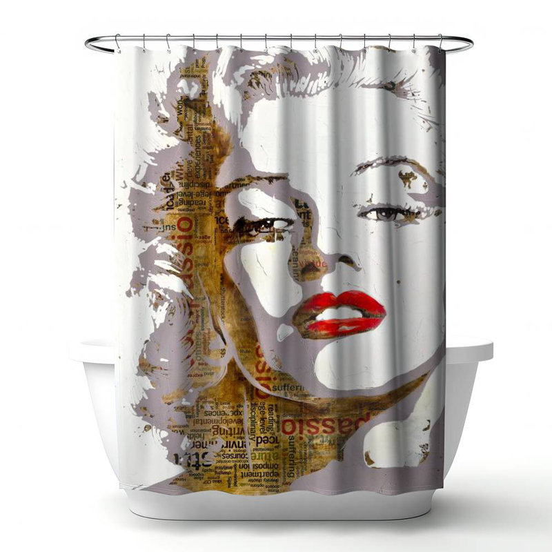 Shower Curtain FI2 – Polyester Shower Curtain, Dye Sublimation Print, 71" W × 74" L, White/Brown