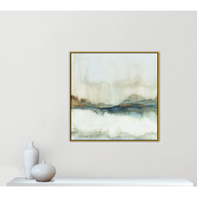 «Land Reflection», reproduction de la collection Square par Allison Pearce, Cadre flottant doré, Pas de tapis