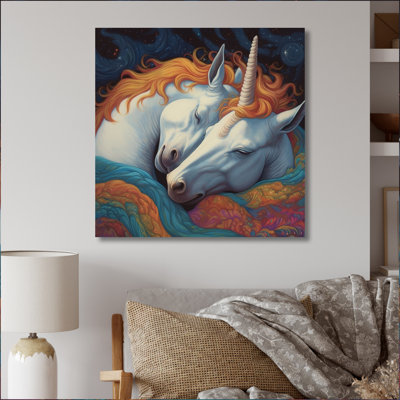 Mignonnes licornes qui dorment ensemble sur toile