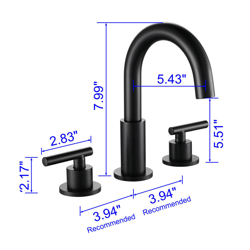 Widespread 2-handle Bathroom Faucet, Black