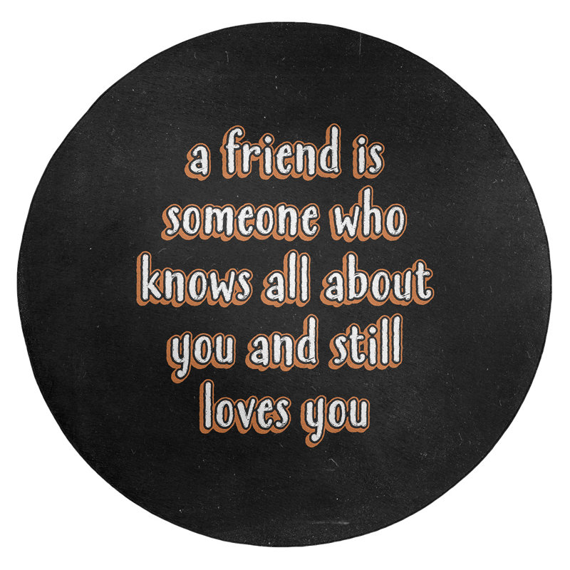 Tapis en polyester tableau noir style en polyester love & amitié quote, Rond 5 pi
