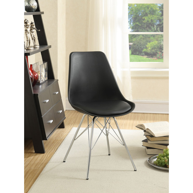 Chaises de salle à manger sans accoudoirs Lohmann blanches et chromées (ensemble de 2), Noir