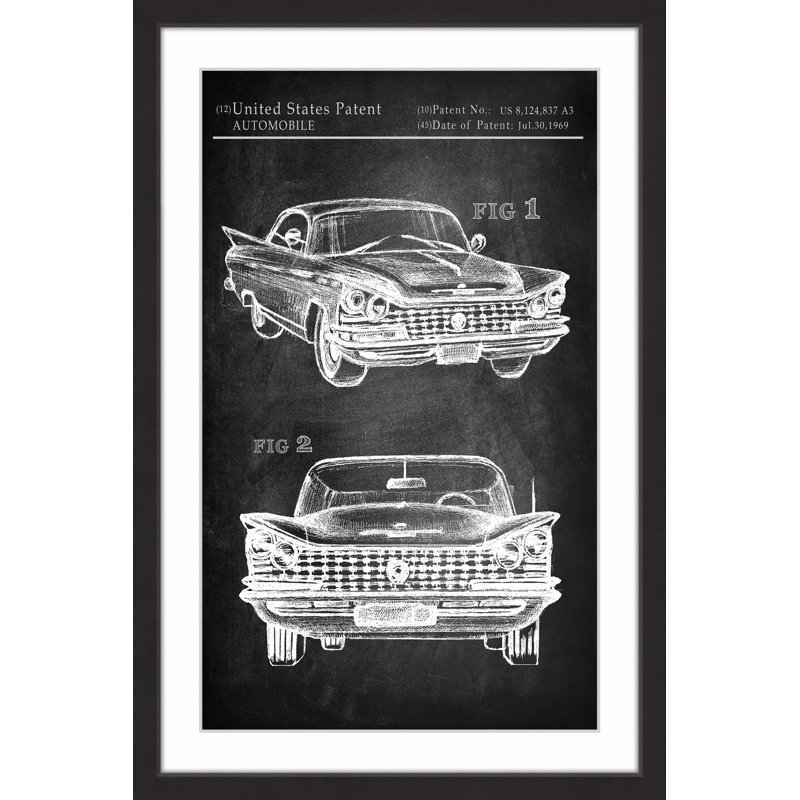 « rétro cadillac », reproduction d’art encadrée, H 18 po x l 12 po x P 1,5 po