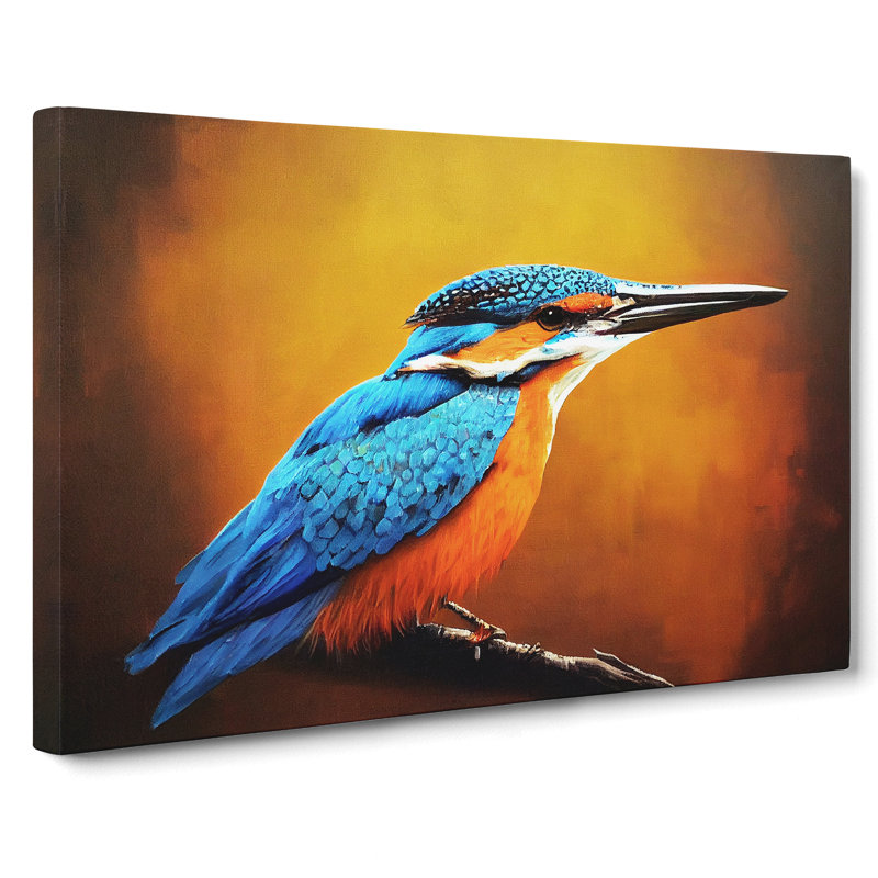 Harmonious Kingfisher Bird - Wrapped Canvas, 35cm H x 50cm W x 3cm D