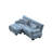 Cloud Couch Sectional Sofa For Living Room, Chenille 2 Seater Sofa With 2 Lumbar Pillows And 2 Throw Pillows , Upholstered Wide Arm Sofa With Convertible Ottoman,Chenille Blue-1313671193