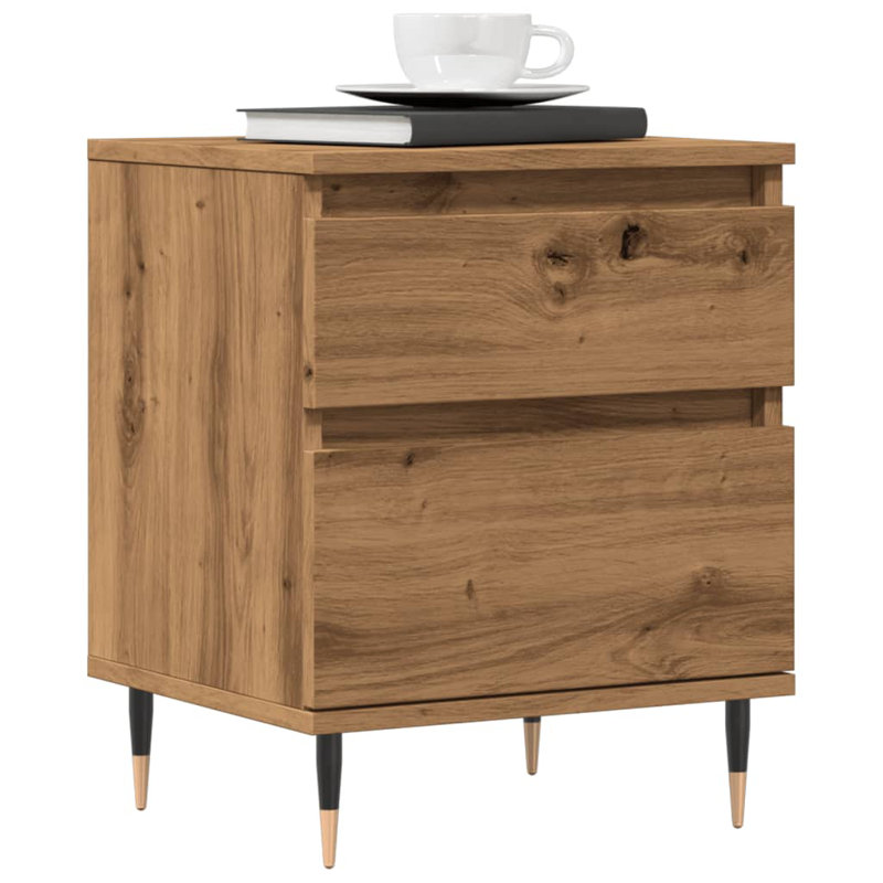 Milay 40cm W Manufactured Wood Bedside Table, Artisan Oak