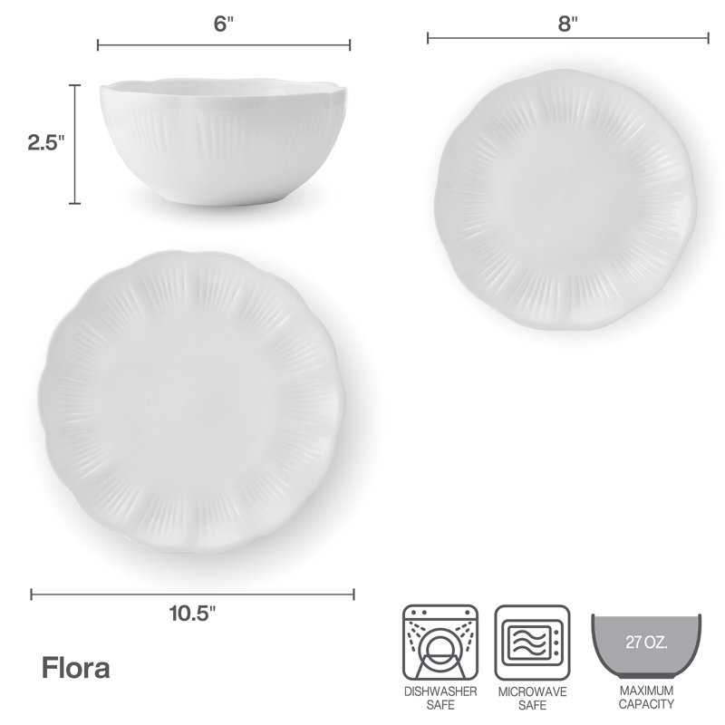 Service de table Mikasa Flora, 12 pièces, service pour 4