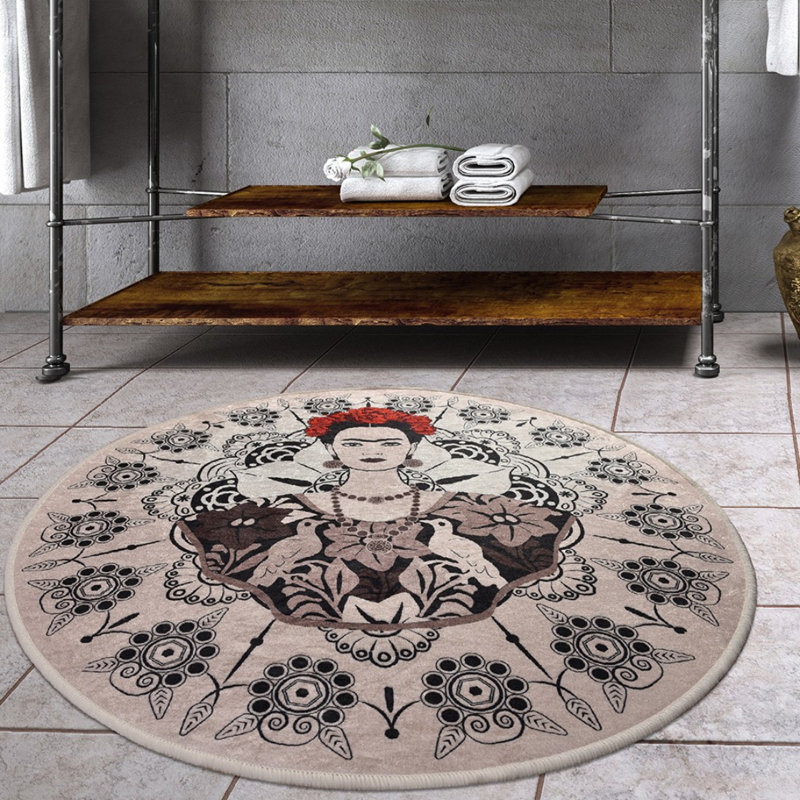 Tapis de bain antibactérien antidérapant, diamètre de 39,4 pouces, 100% polyester, hauteur de poils de 0,4 pouce, 700 g / m² | Lavable à la machine, facile d'entretien | Idéal pour la salle de bain, la douche et le spa, conception douce et durable