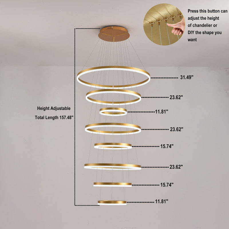 Khamarion Dimmable Round / Oval Chandelier, Gold