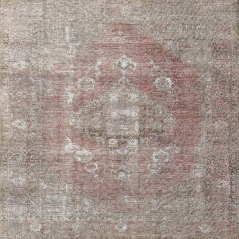 Tapis oriental gris / rouge, Carré 4 pi