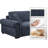 Upholstered 5 Seat U Shaped Sleeper Cloud Couch & Reversible Ottomans-458795441
