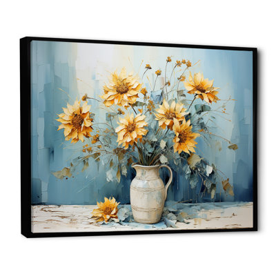 «Blue Sunflowers Farmhouse Still Life» sur toile